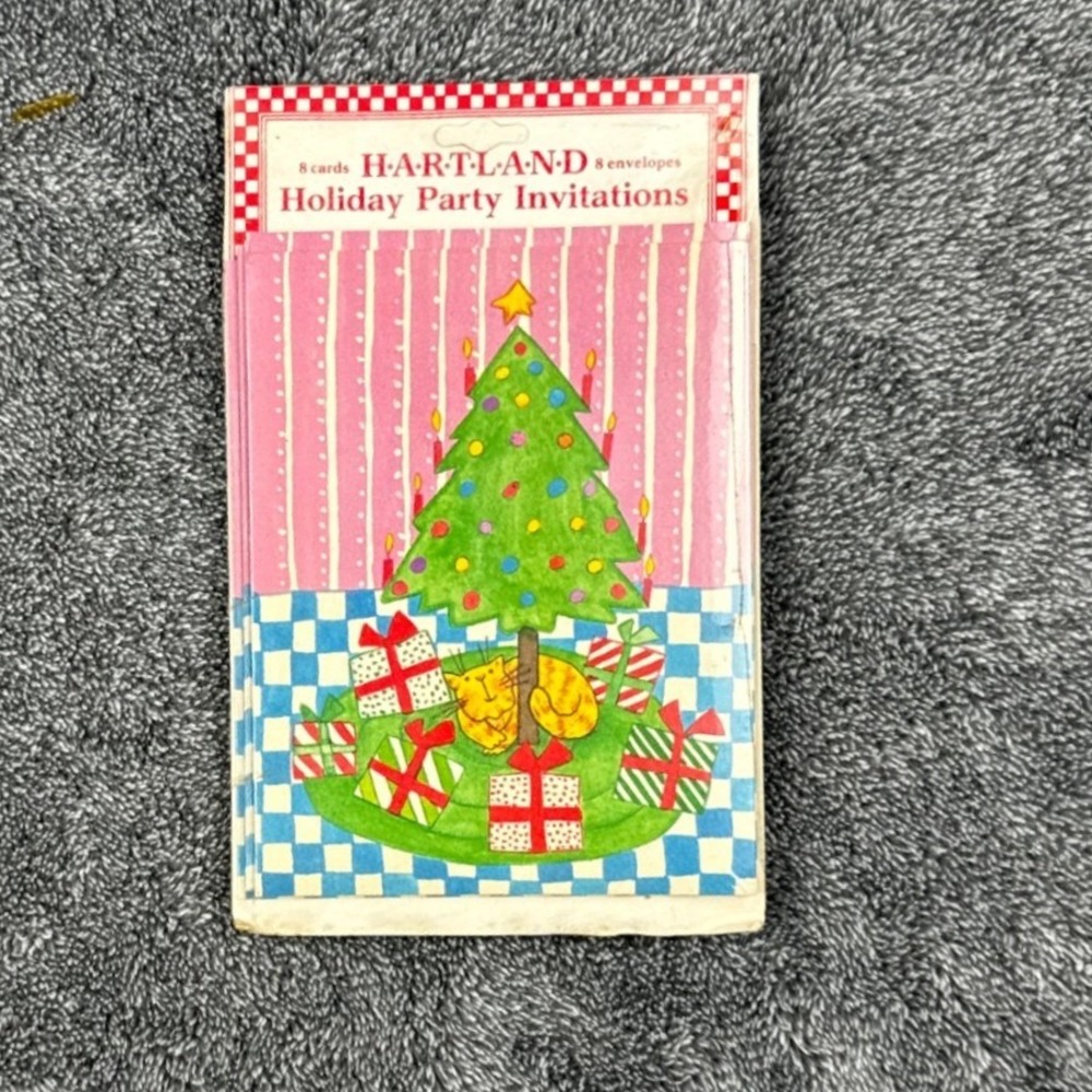 Vintage Hartland Holiday Party Invitations Nadine Bernard Westcott‎ Cat Tree 8ct